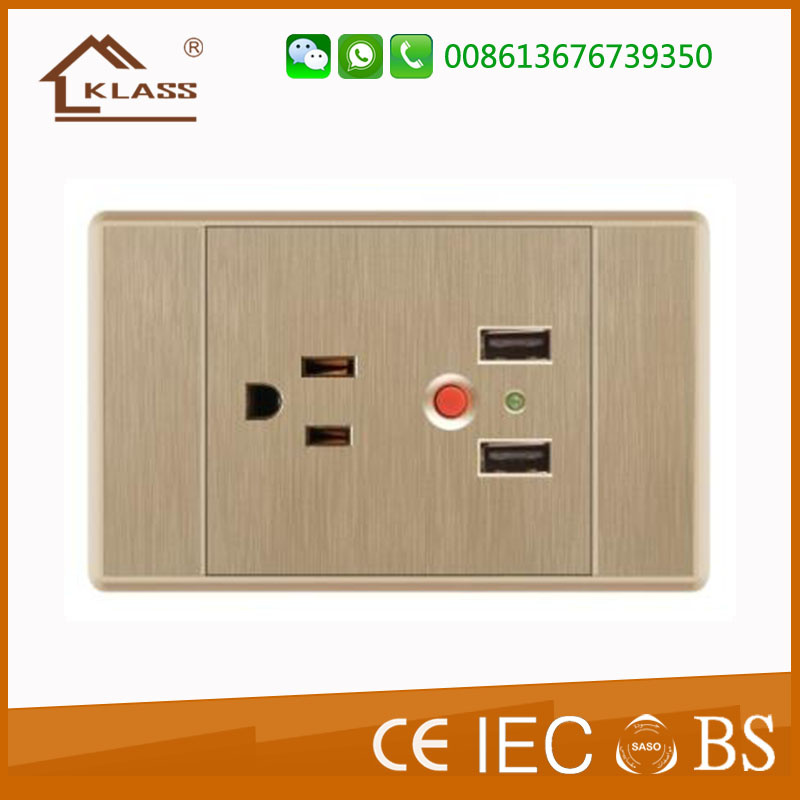 Electric 3pin with Dual USB Socket 2.1A Home Use
