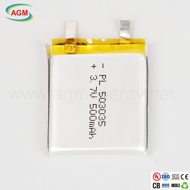 Pl 503035 3.7V 500mAh Rechargeable Lithium Polymer Battery