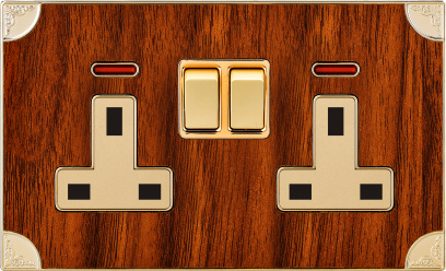 UK Double 13A Square-Pinned Switched Socket Outlet with Neon (N6)