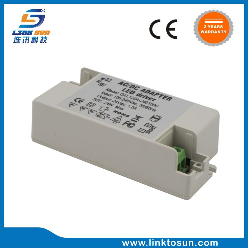 Constant Voltage 24V 1A LED Power Driver 24W with Ce FCC RoHS