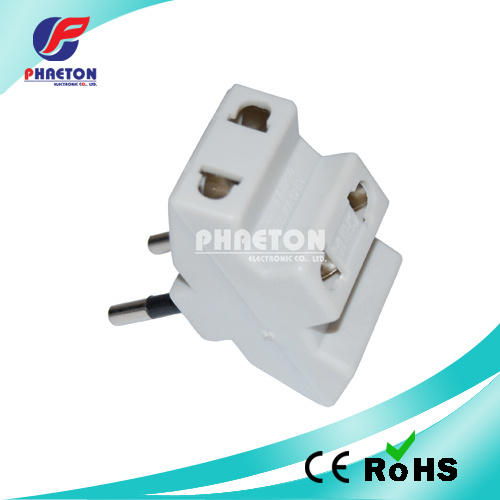 2pin Round Power Adaptor Plug to Three Socket Adaptor Plug
