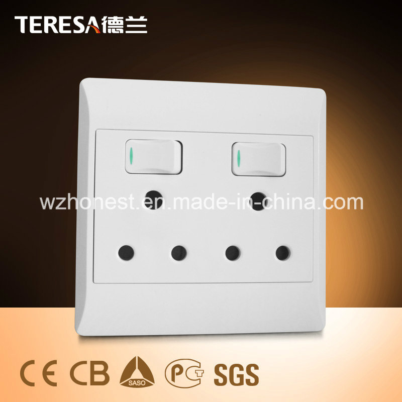 South Africa Standard 6 Round Hole Wall Switch Socket