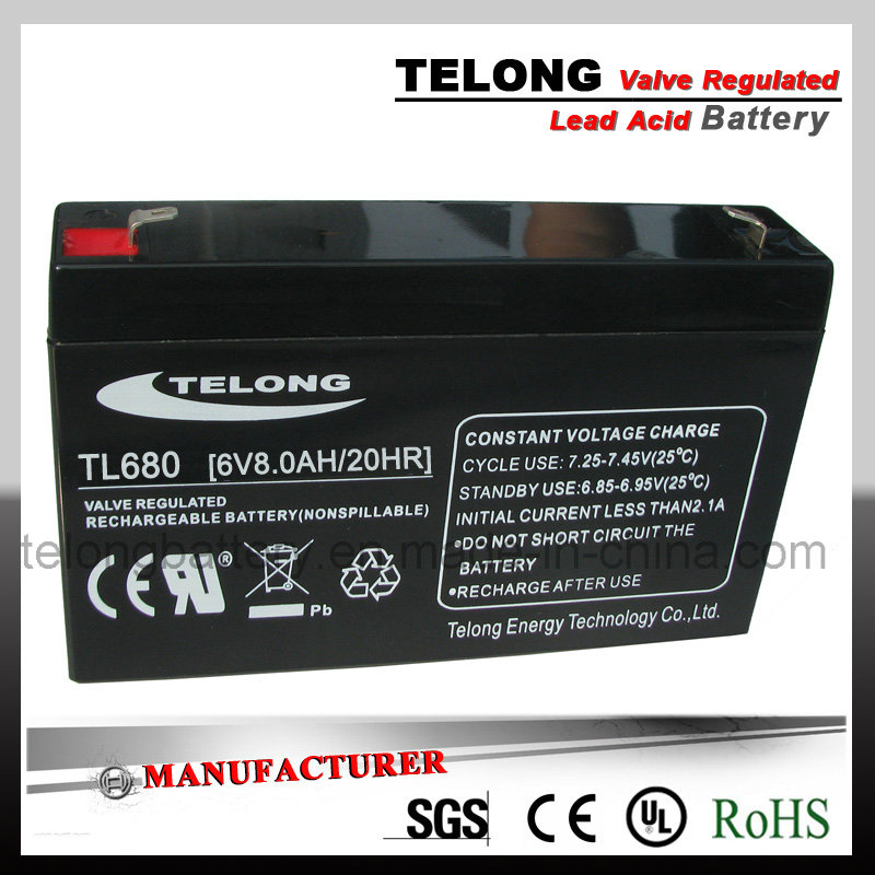 6V8ah Rechargeable Sealed Lead Acid Battery