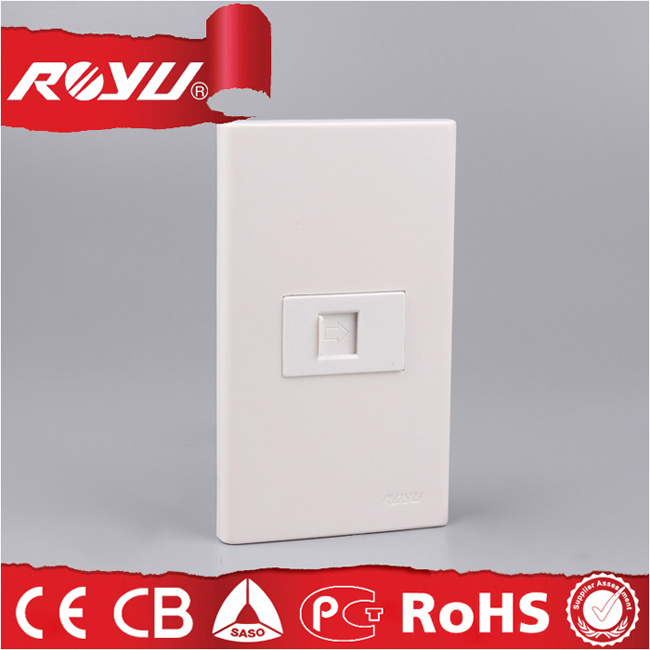 White Power Supply Wall Telephone Outlet Socket