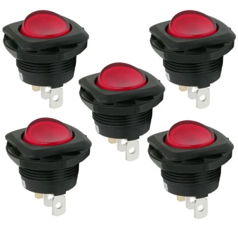 Rocker Switch Red Illuminated Spst 