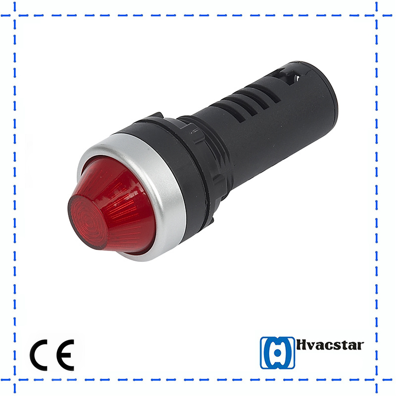 Red Round Head LED Indicator Push Button Switch with Bulge