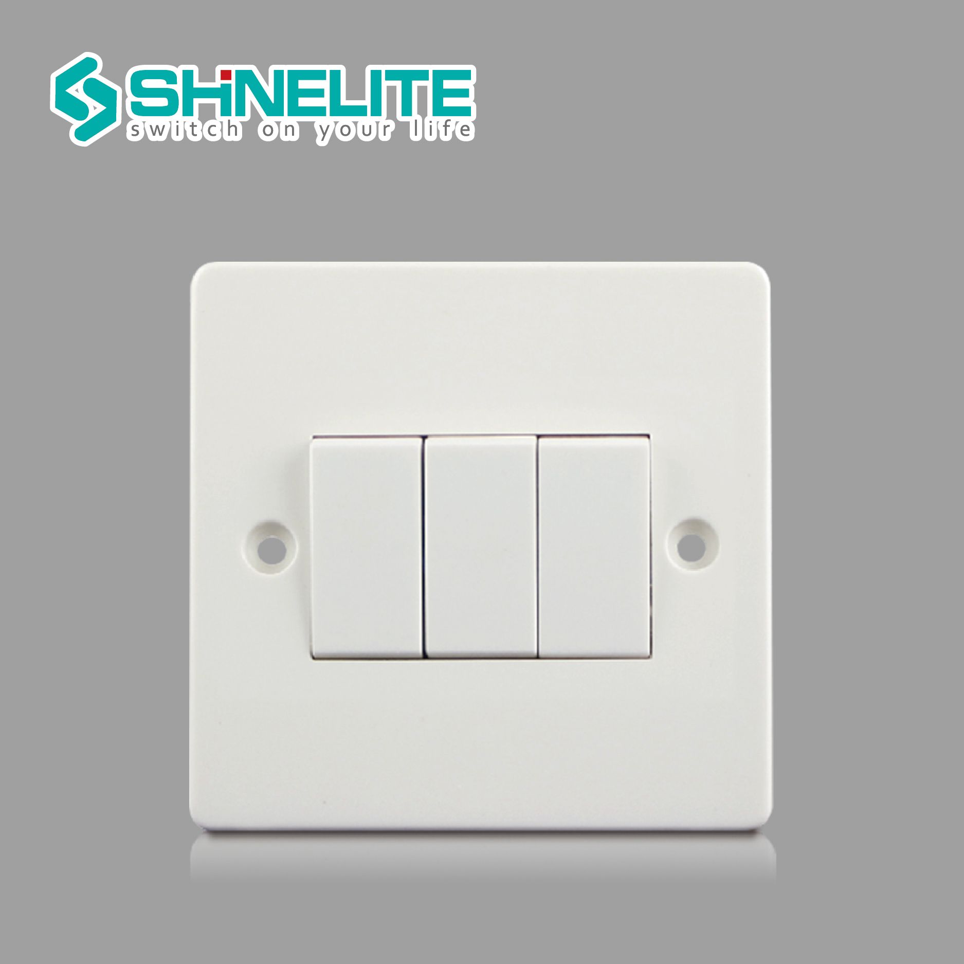 BS 10A 3 Gang 1 Way Electric Wall Switch