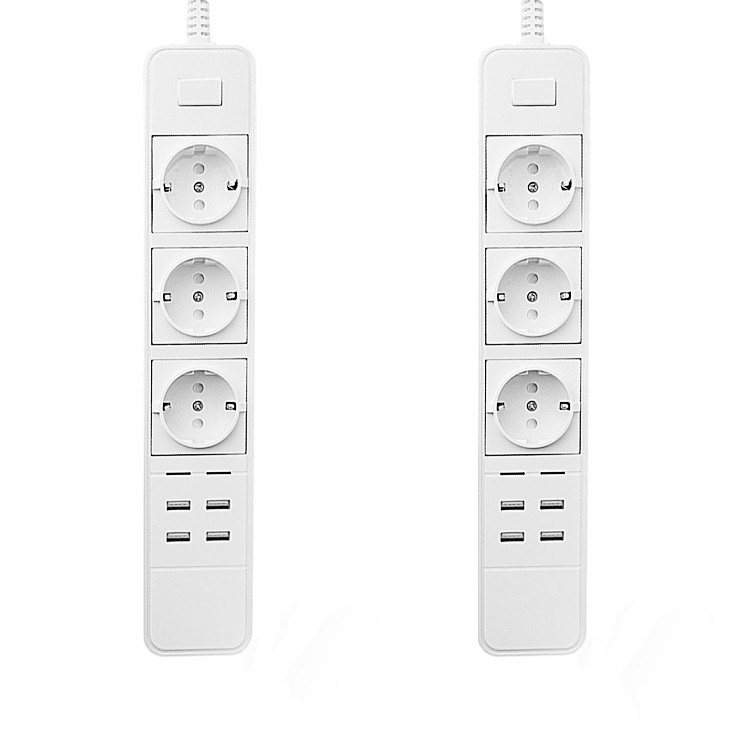 Safemore Smart 3-Outlet with 4-USB Output Power Strip (Black and White)