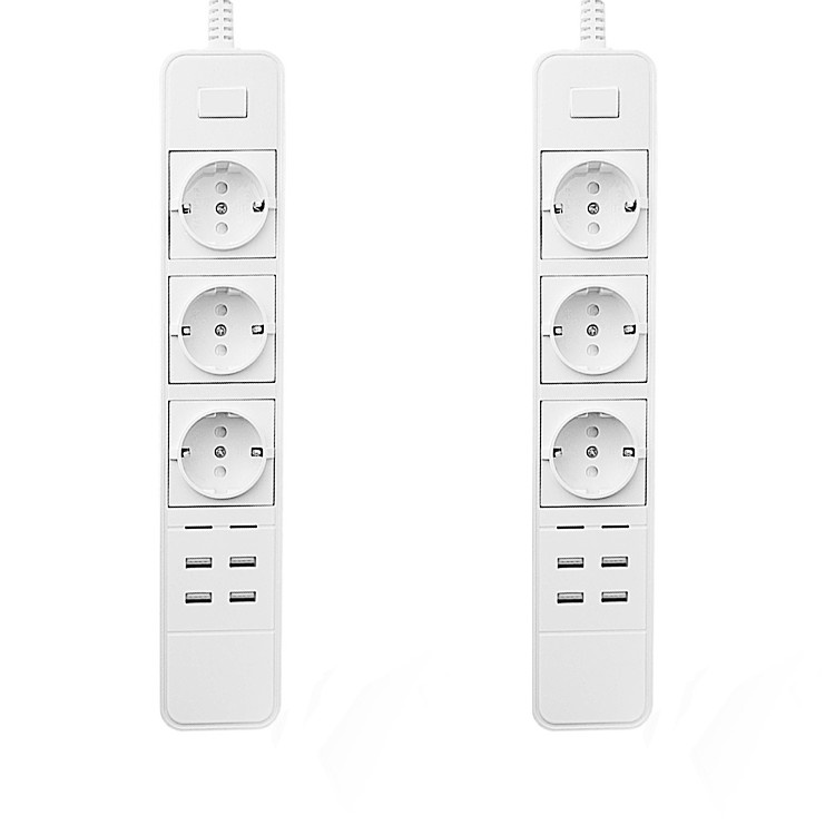 Safemore Smart 3-Outlet with 4-USB Output Power Strip (Black and White)