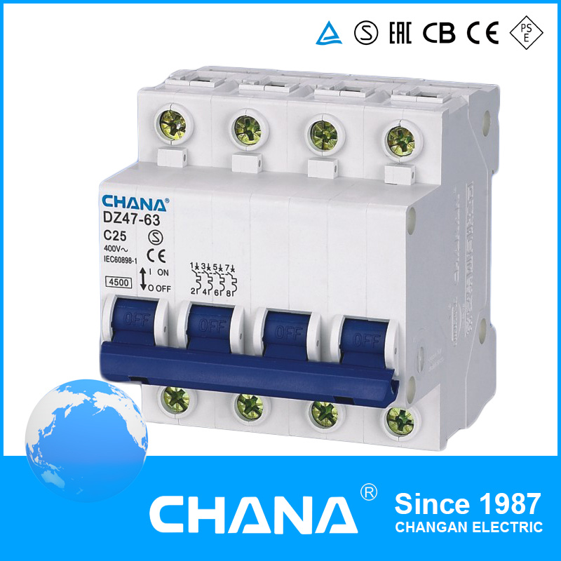 Dz47-63 4p Mini Circuit Breaker (with indicator) Dz47