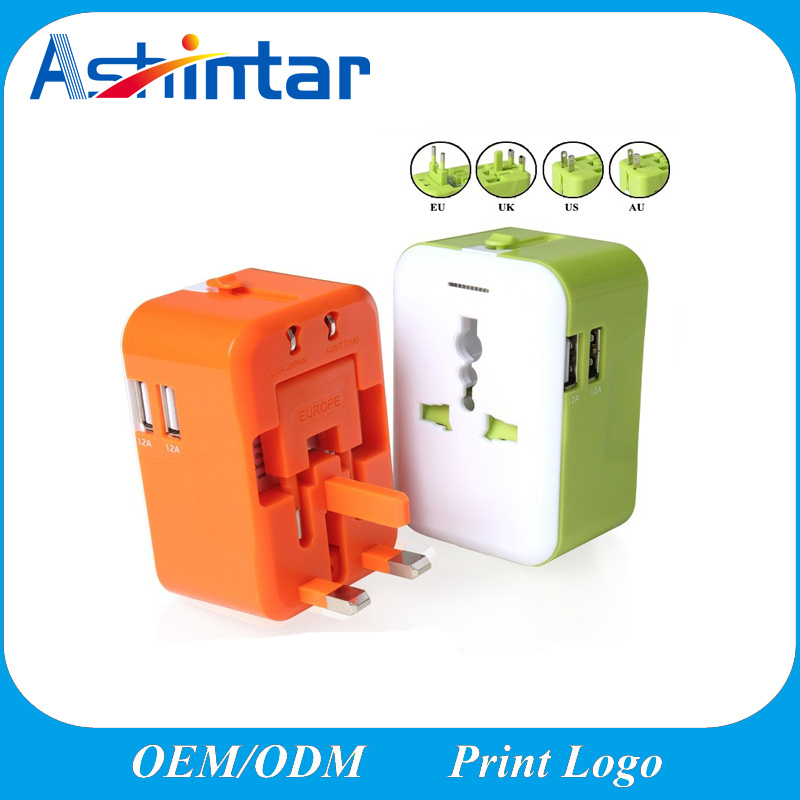 All in One Universal International Plug Adapter 2 USB Port World Travel AC Power Charger