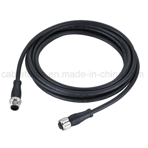 M12 4pin Male to Female Straight Molded Cable Connector for Sensor and Actuator with IP67 Rating