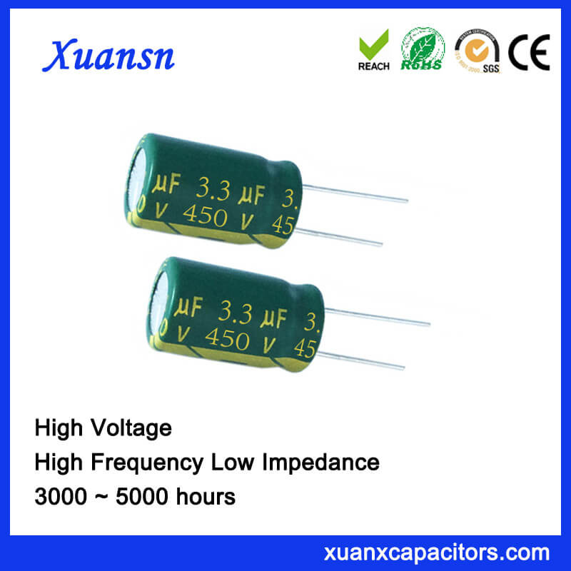 High Voltage 3.3UF 450V Electrolytic Capacitor High Frequency