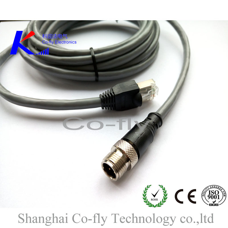 Shielded Straight & Elbow Male M12 IP67 Cable Accessories with Male RJ45 Plug