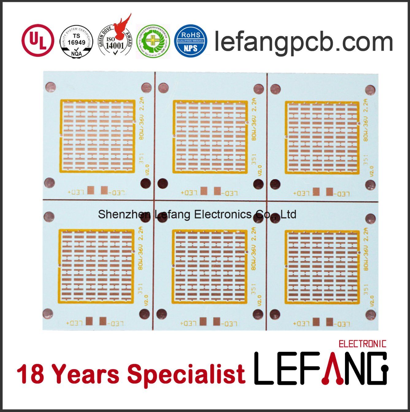 White Solder Mask Copper Base PCB MCPCB Metal Core PCB