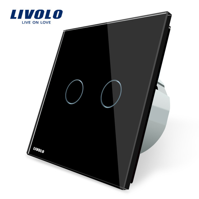Livolo Power Supply Touch Two Gang Black Light Switch Vl-C702-12