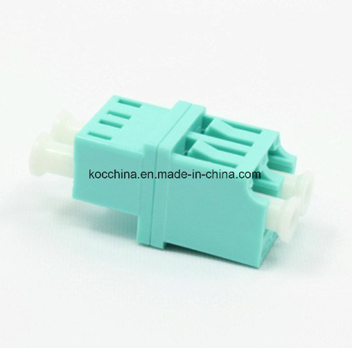 LC Without Flange Om3 Aqua Multimode Duplex Step-Type Fiber Optical Adapter
