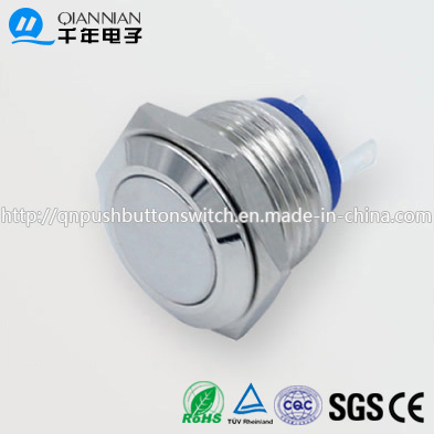 Qn16-A4 16mm Momentary Flat Head Pin Terminal Metal Push Button Switch