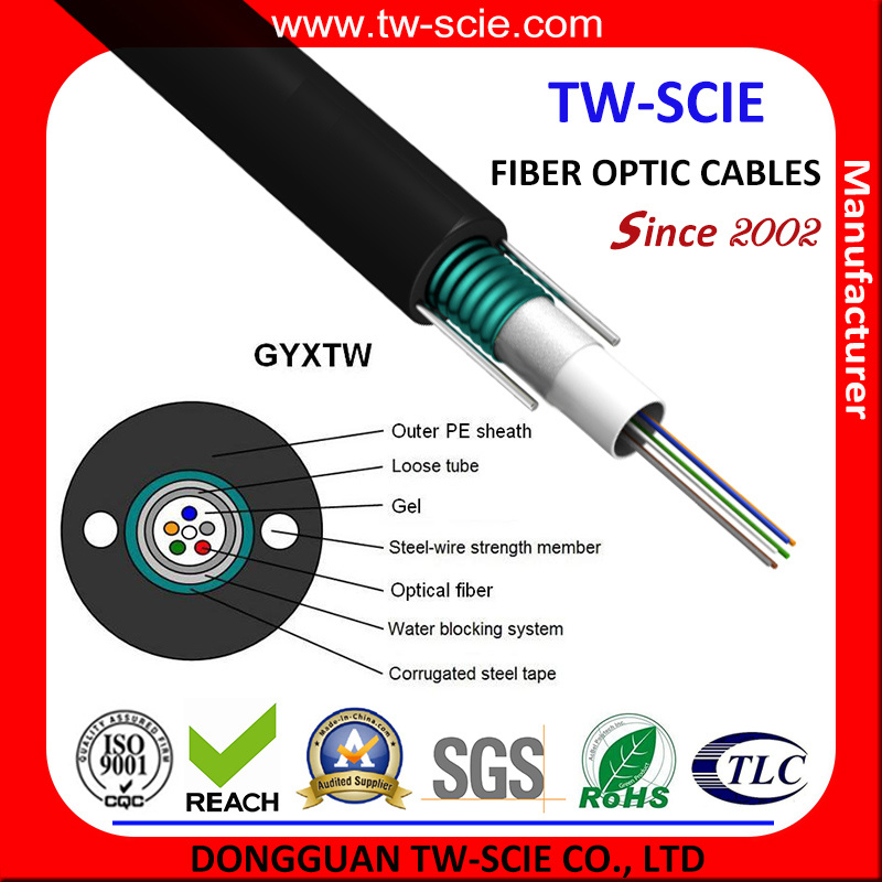 12 Core Central Loose Tube Aerial Fiber Cable GYXTW