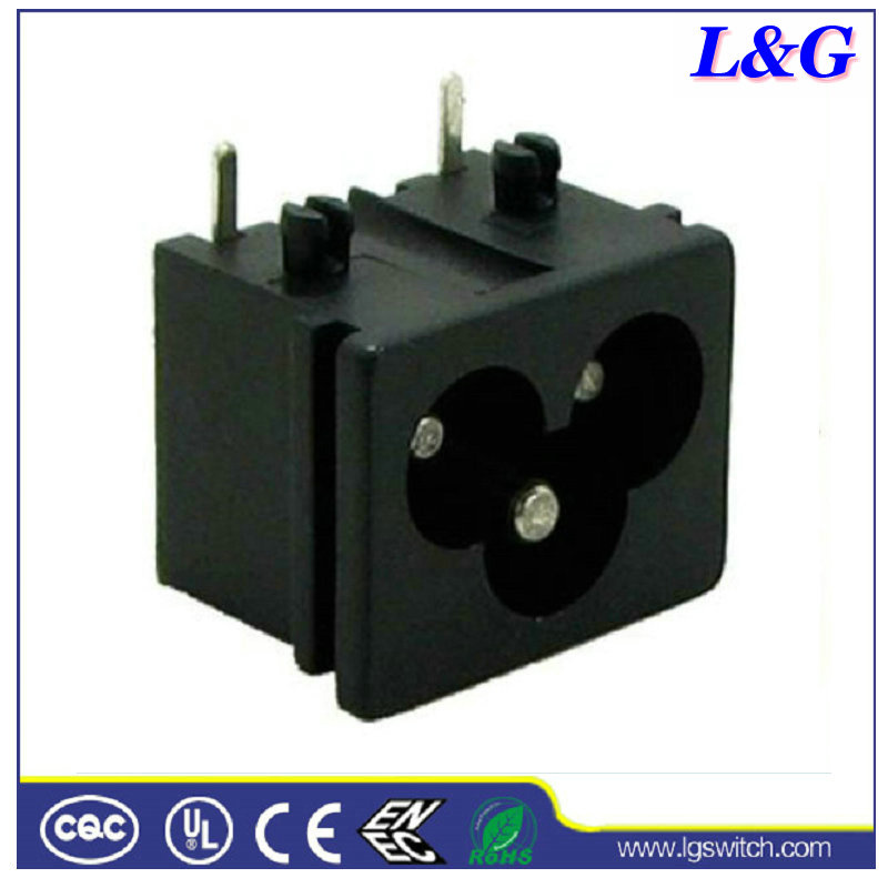 Meets IEC6320/C6 Std., 2.5A 250V AC 3 Pins Inlet Socket
