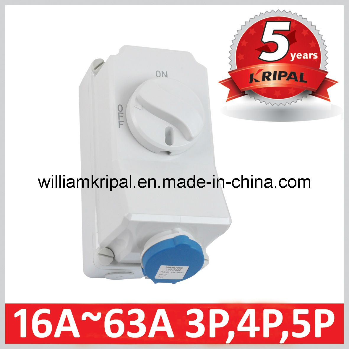 IP44 16A 3p Wall Mounted Interlocked Outlet