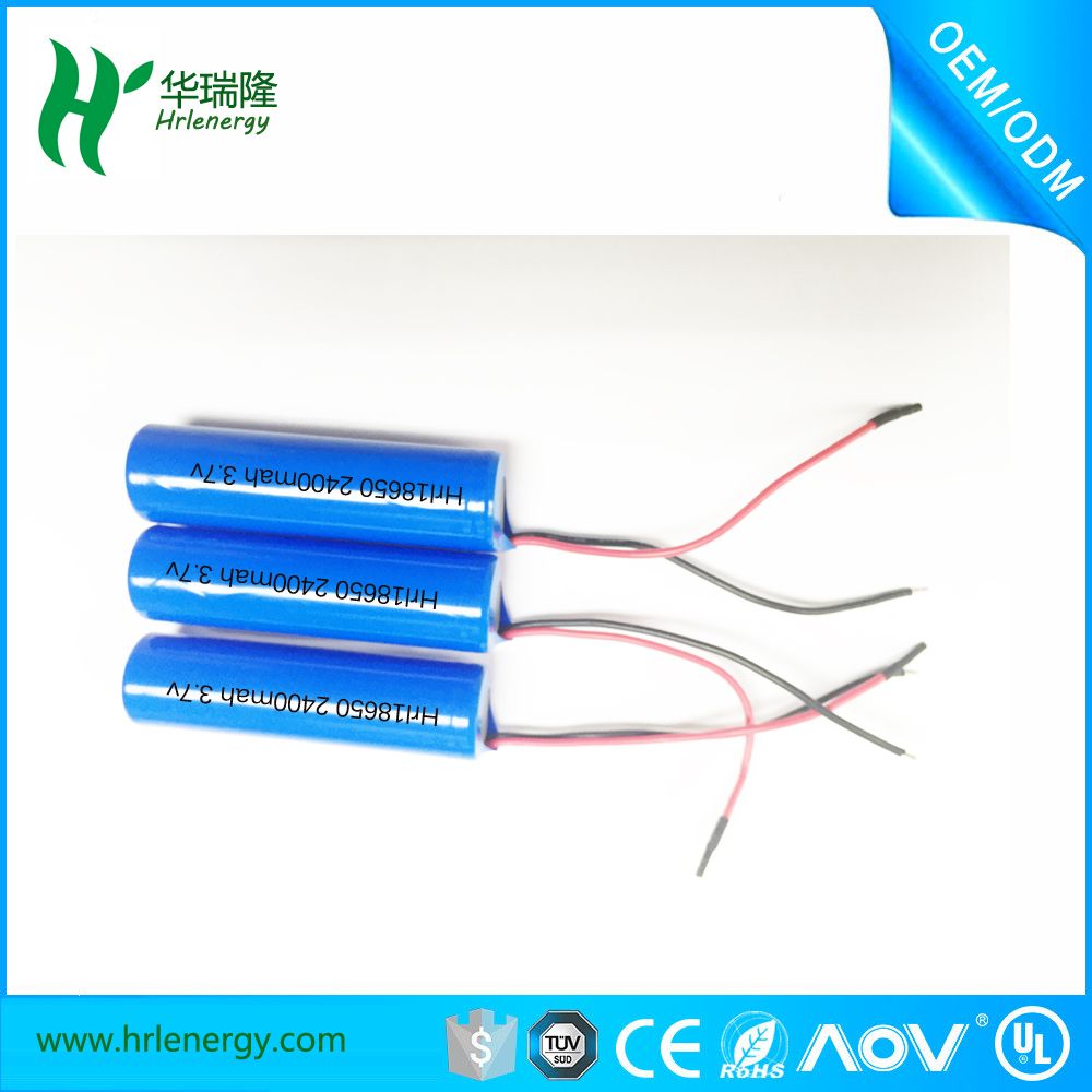 Rechargeable 3.7V 2400mAh 18650 Li Ion Battery with Protection Board
