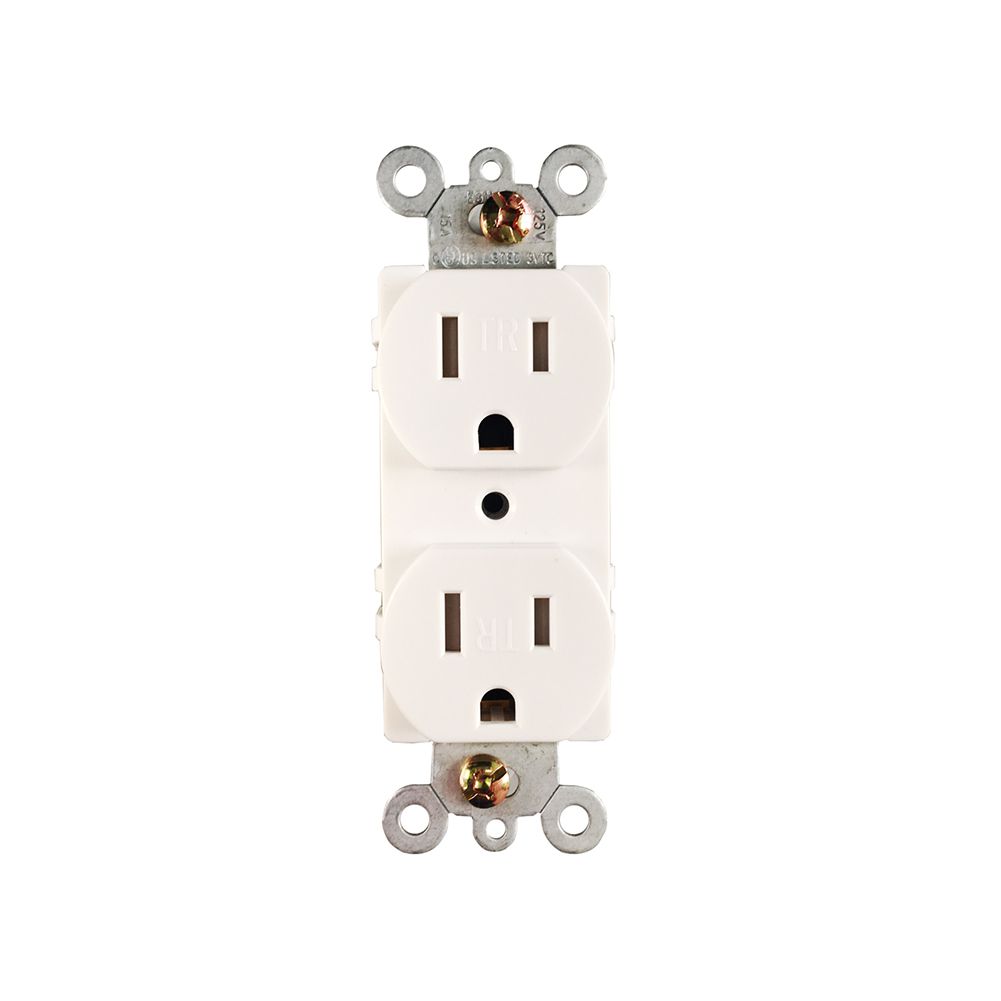 15A 125V UL Approved 2 Pole 3 Wire Duplex Tamper Resistant Electrical Receptacle