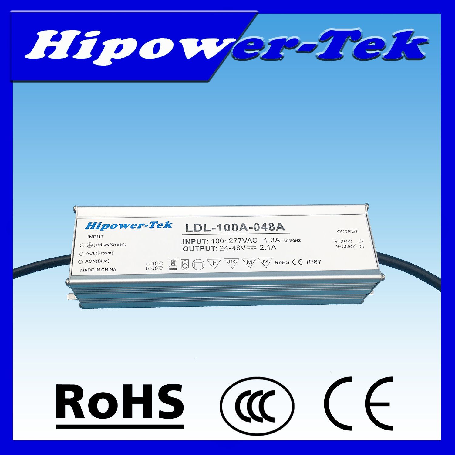 100W Waterproof IP67 Outdoor High Voltage Output Power Supply LED Driver