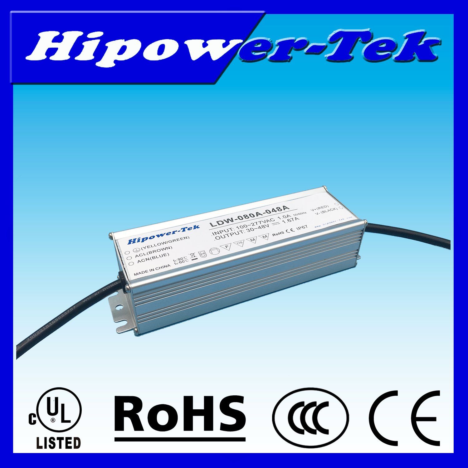 80W Economical Constant Current Outdoor Waterproof IP67 LED Driver Power Supply