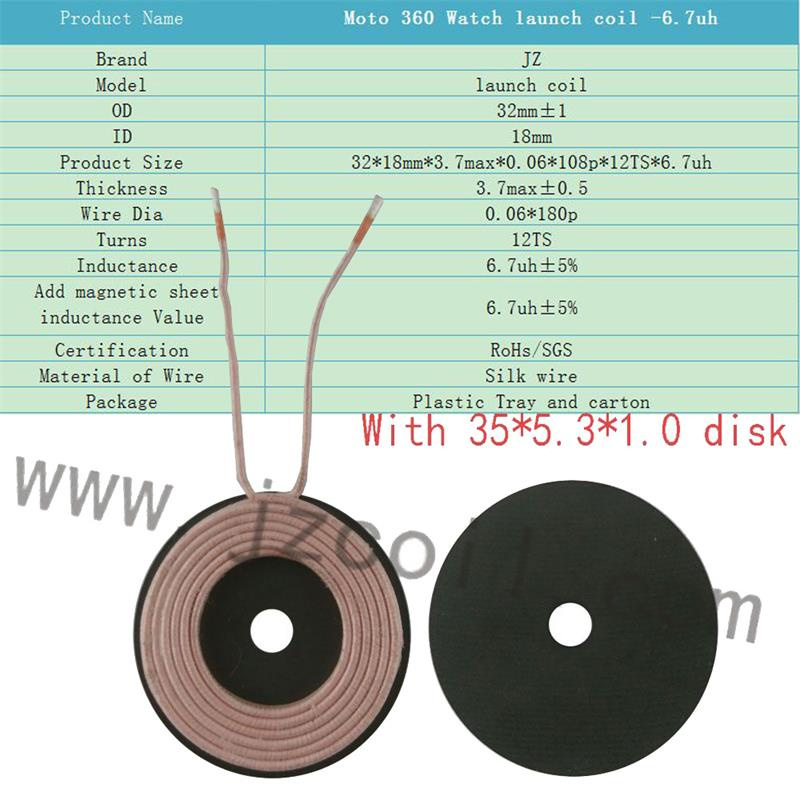 Wireless Transmitter Coil for Motorola Moto 360 Smart Watch