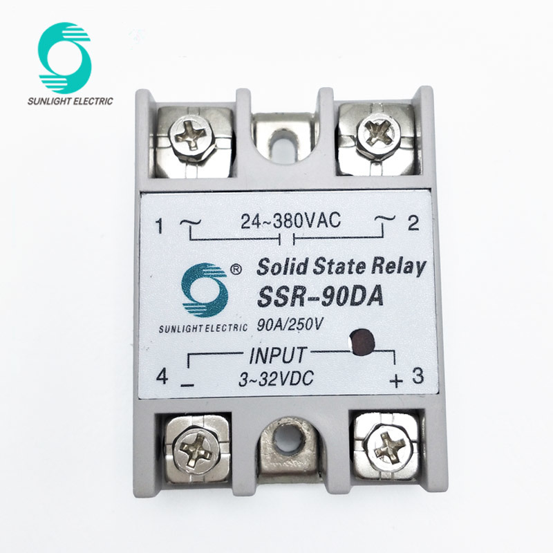 SSR-90da 90AMP 3-32VDC Control 24-380VAC Load 1 Phase DC-AC SSR Solid State Relay