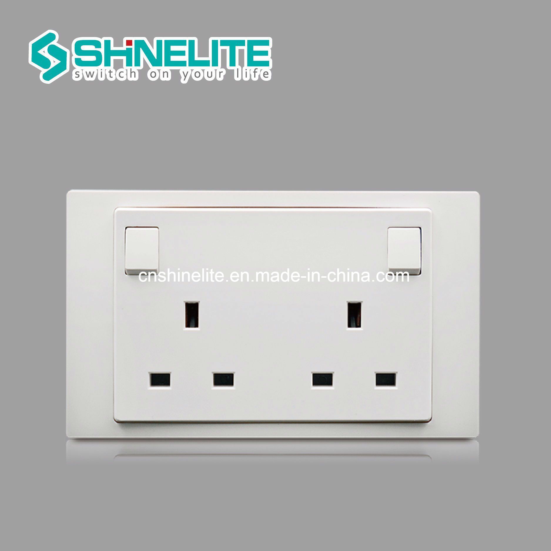 Factory Price 13A 2 Gang Plastic Wall Switch Socket