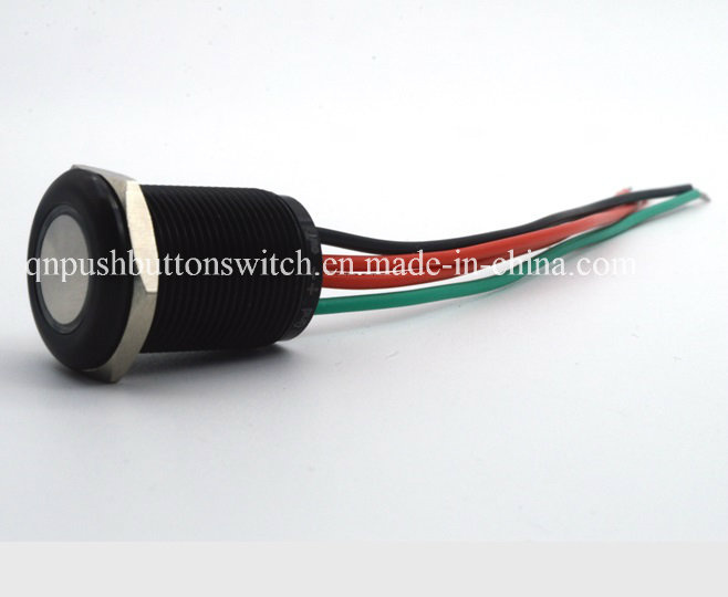 19mm Pizeo Momentary in Black Blue LED Dimming Switch