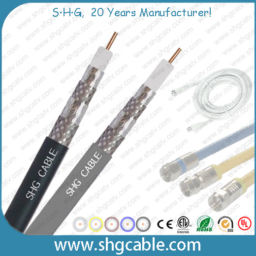 75 Ohms Coaxial Cables RG6 Quad Shield