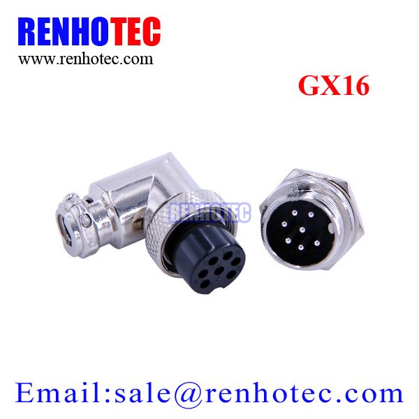 16mm Angled Circular 7 Pin Gx16 Aviation Plug Socket Connector