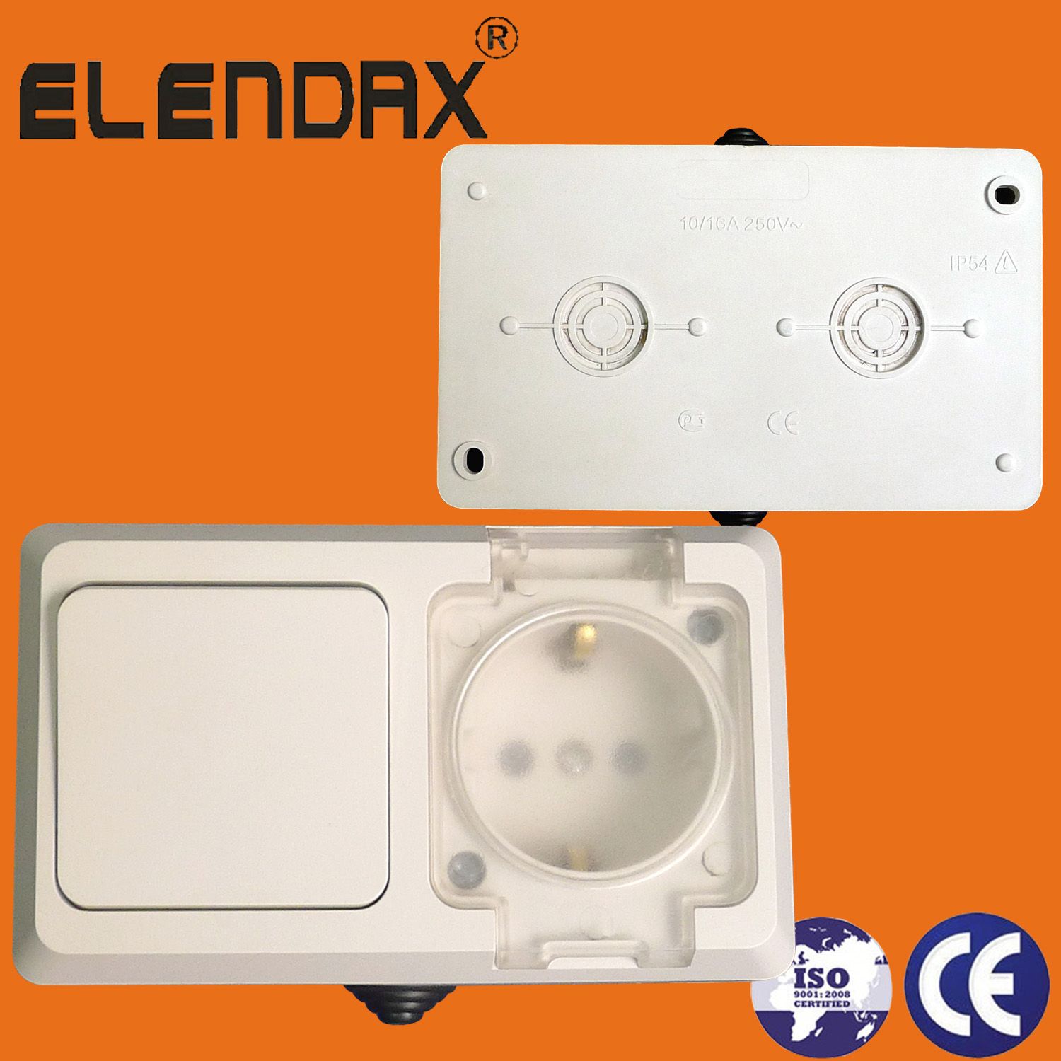 European Style Surface Mounted IP 54 Power Switch Socket (S5211)