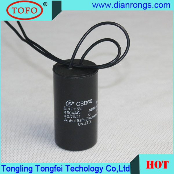 Cbb60 Washing Machine Capacitor 450V 10UF 8UF