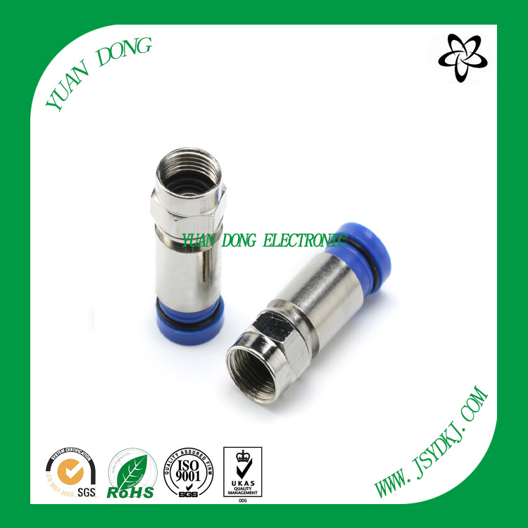 RG6 Cable Compression Type F Male Blue Connector