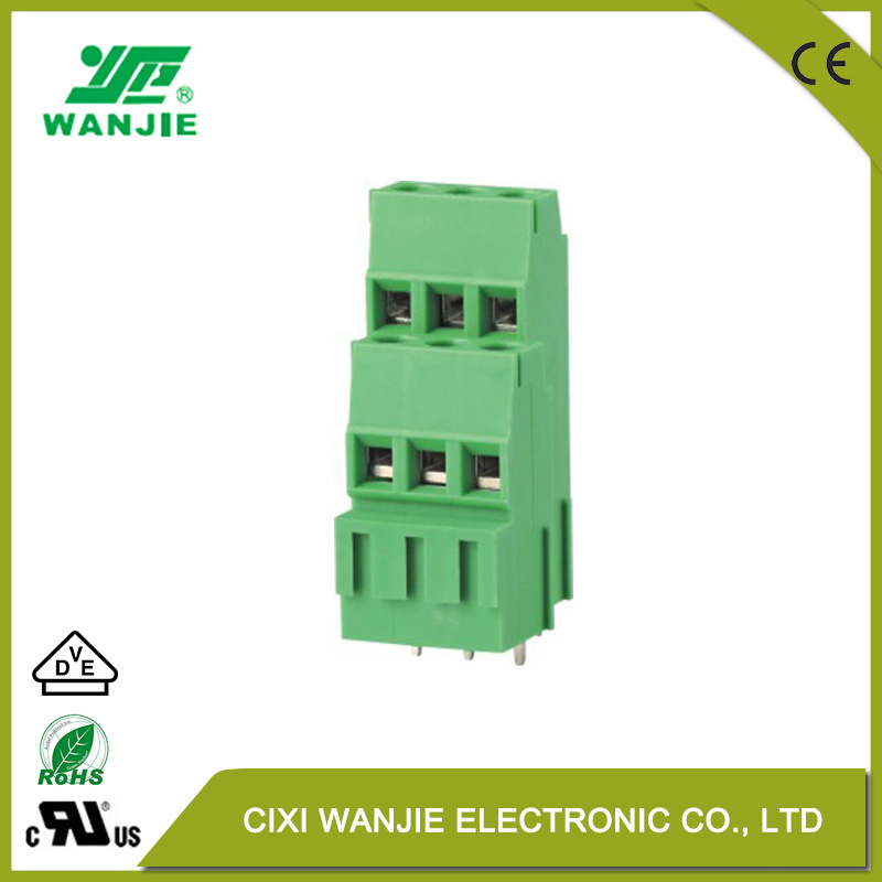 PCB Double Row Screw Terminal Block Wje2K500A/508A, 5.0/5.08mm