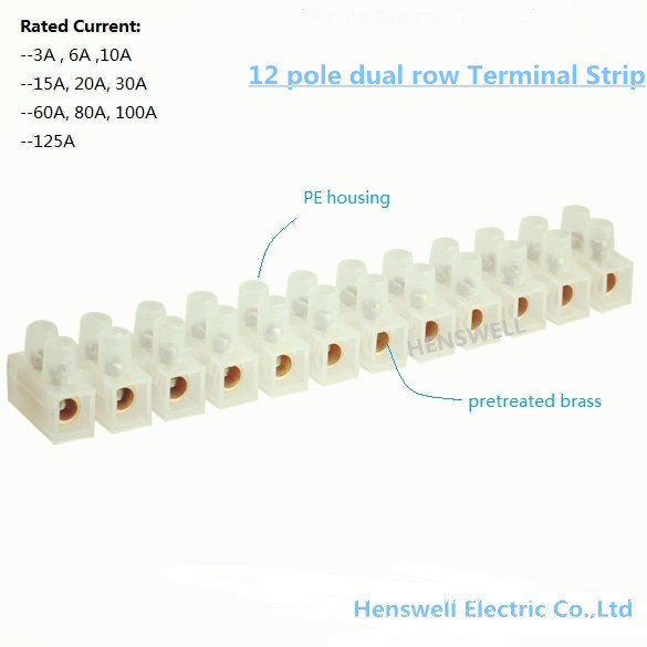 10A Euro Style Plastic 12 Pole Terminal Strip Block