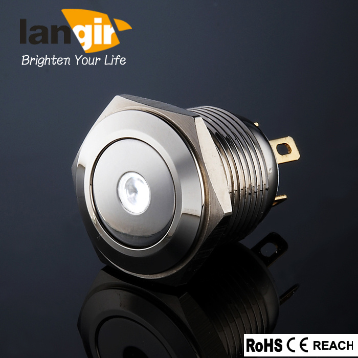 Waterproof Nickel Plated Brass White DOT Push Button Switch (Ls16-F-M1-N-D-W)