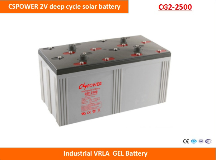 Cspower 2V2500ah Deep Cycle Gel Battery for Solar Power System, China Supplier