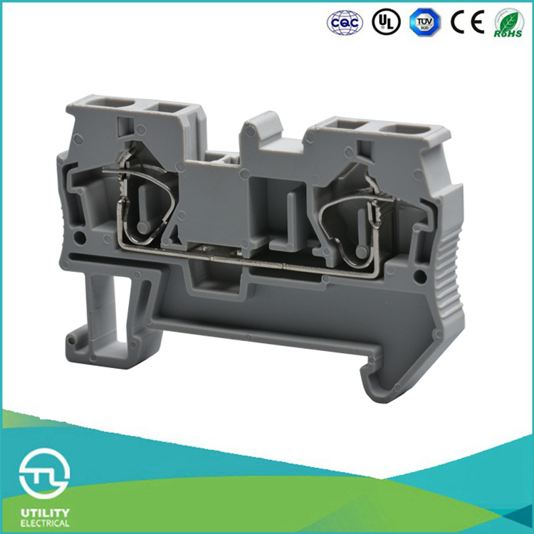 Utl DIN Rail Cage Spring 2pin Terminal Block Spring Connector