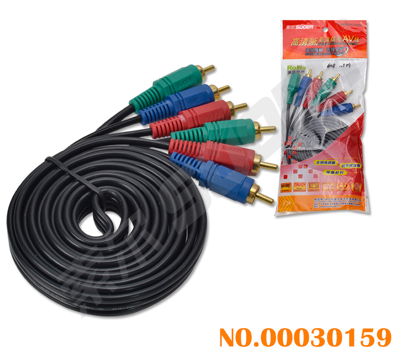 3 RCA to 3 RCA AV Cable Component Cable (AV-608-1.8m-gold-component cable)