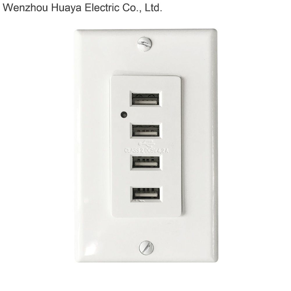 American 4-Port USB Wall Charger Receptacle UL Listed