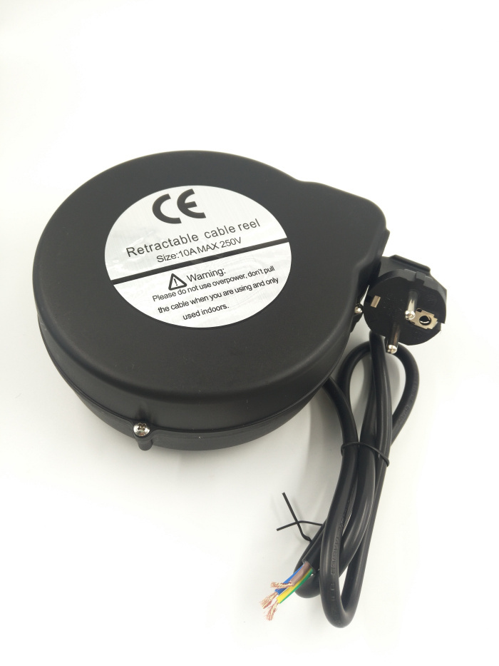 EU France Plug Extension Power Cord Recoiler Wire Cable Roller