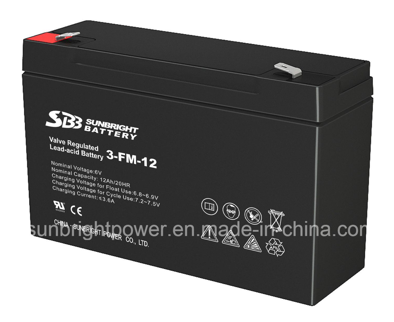 SBB 6V12ah Small Size Maintenance Free AGM Battery