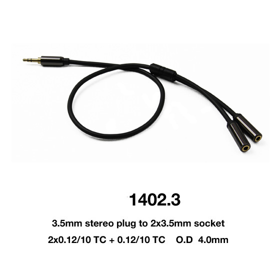 Aux Cable Mini 3.5mm Stereo Plug to 2X3.5mm Socket (1402-3)