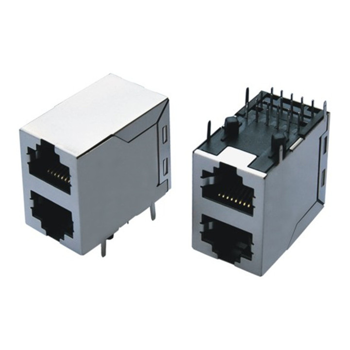 Dual Port Stacked Multiport RJ45 Connector