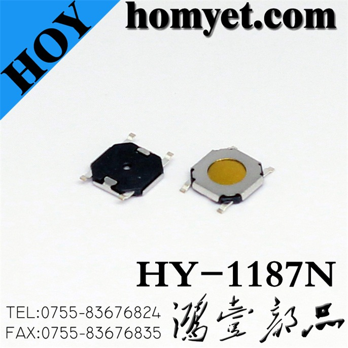 Manufacturer 5.2*5.2*0.8mm Tact Switch with 4pin 3mm Round Button (HY-1187N)